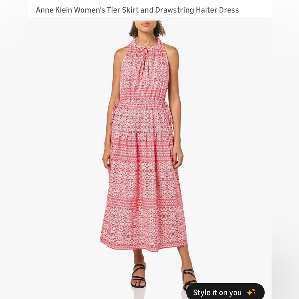 Anne Klein Pink Patterned Halter Midi Dress